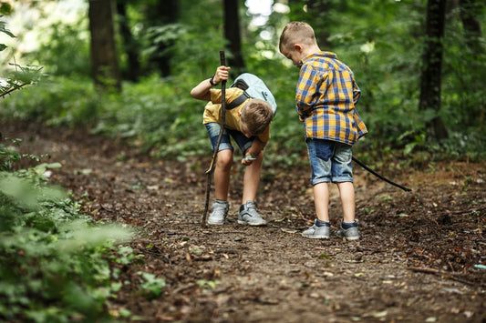 Kids exploring outside in nature